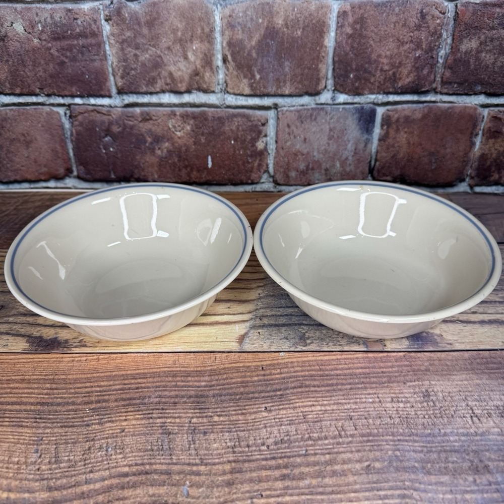 Vintage Corelle First of Spring Blue Stripe Cereal Soup Bowls Set of 2 Country